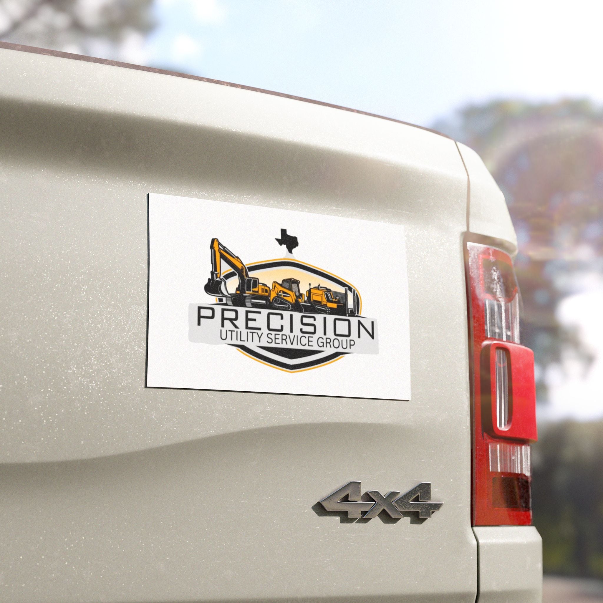 Precision Utility Service Group Magnetic Car Sign — Heavy Equipment Logo Car Magnet