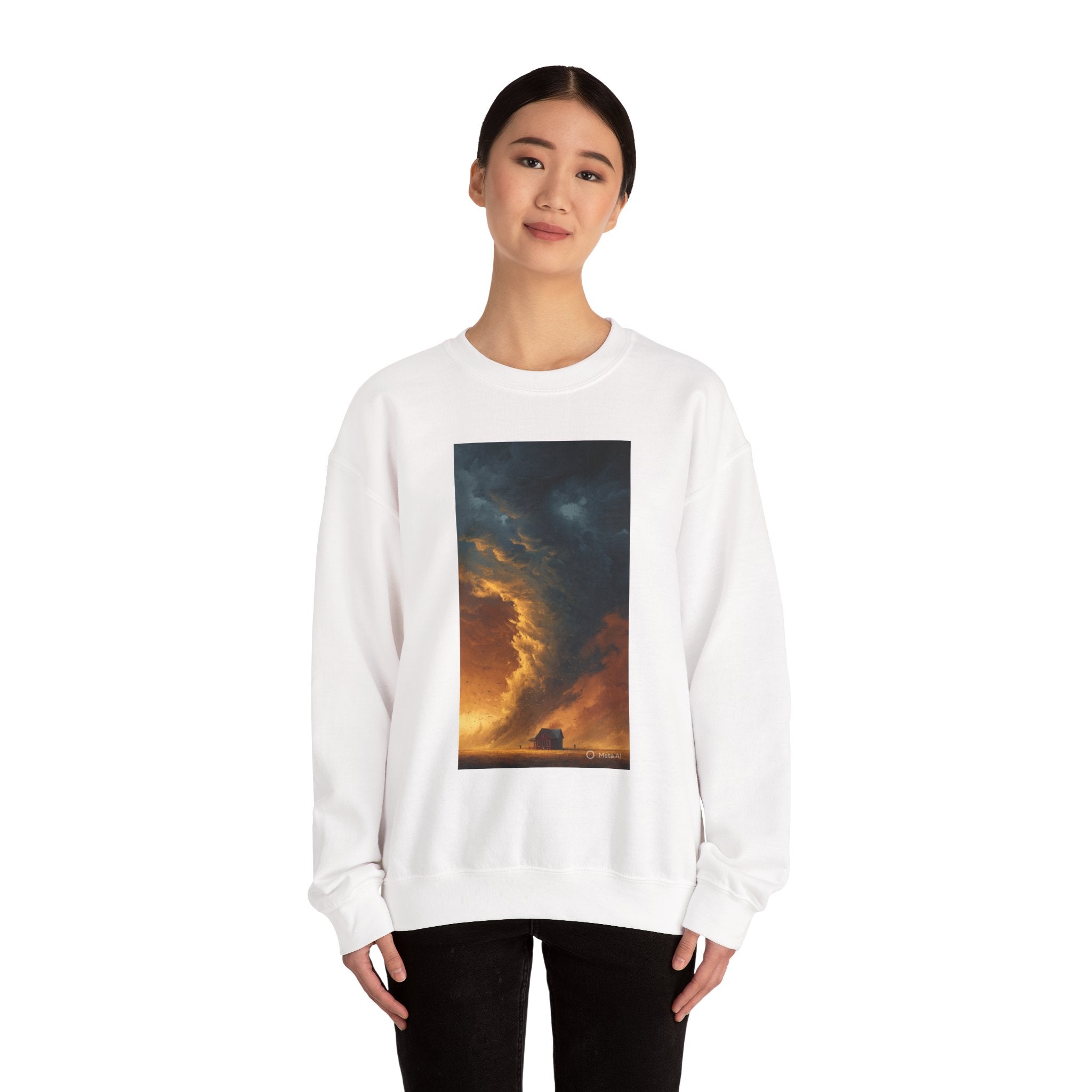 Crewneck Sweatshirt — Stormy Sunset Landscape Print