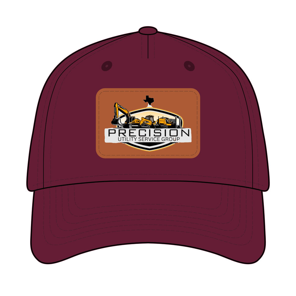 Leather Patch Baseball Cap — Precision Utility Service Group Logo